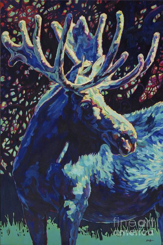 Moose Art Print featuring the painting JR by Patricia A Griffin