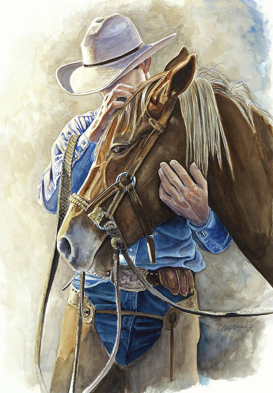 Cowboy Prints Art Print featuring the painting Just A Bit of TLC by Don Dane