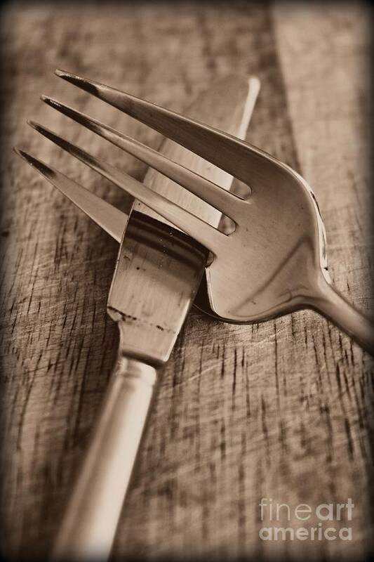 Knife Art Print featuring the photograph Knife and Fork by Clare Bevan