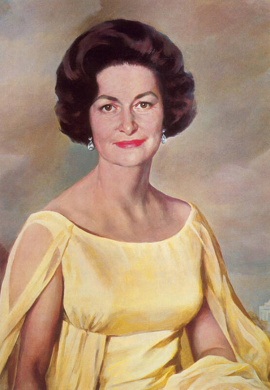 Government Art Print featuring the painting Lady Bird Johnson, First Lady by Science Source