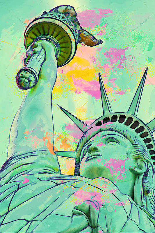 Adam Asar Art Print featuring the digital art Lady Liberty by Celestial Images