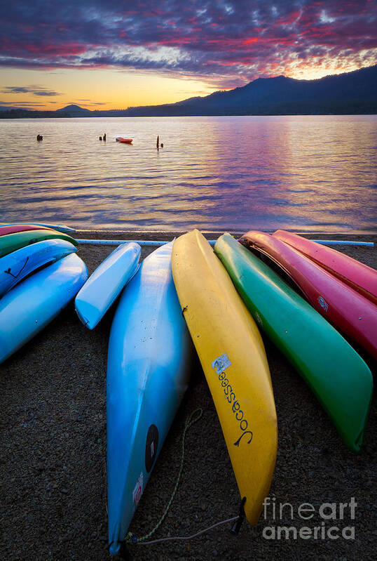America Art Print featuring the photograph Lake Quinault Kayaks by Inge Johnsson