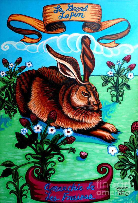 Le Grand Lapin Anarchie Art Print featuring the painting Le Grand Lapin Anarchie by Genevieve Esson