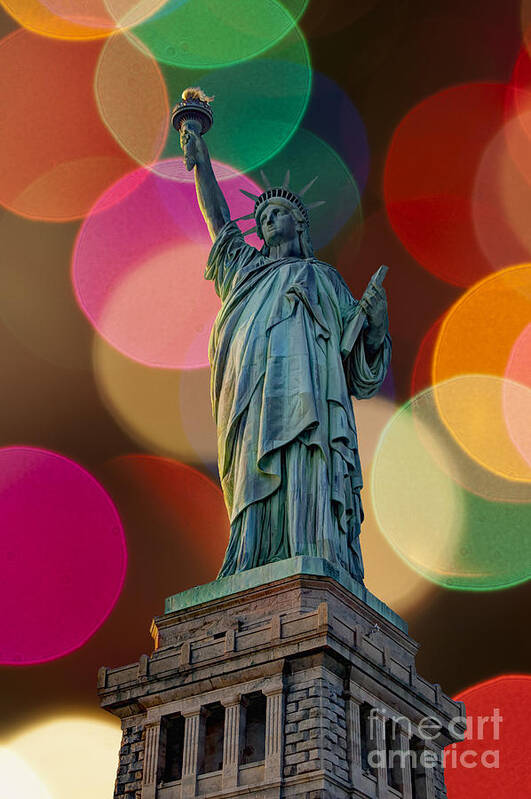 Statue Of Liberty Art Print featuring the photograph Liberty Bokeh by Steve Purnell