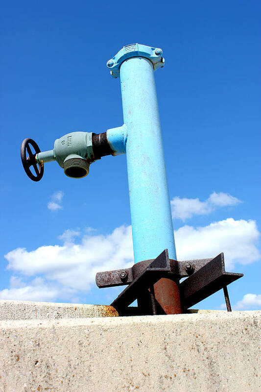 Light Blue Art Print featuring the mixed media Light Blue Pipe Industrial Decay Series No 005 by Design Turnpike