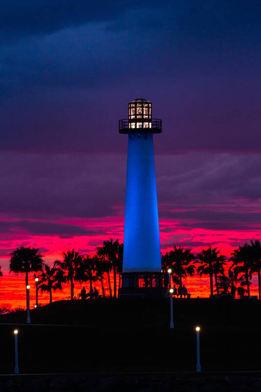 Light House Art Print featuring the photograph Light House in the Firey Sky by Denise Dube
