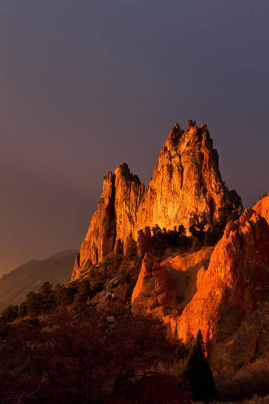 Garden Of The Gods Art Print featuring the photograph Light on the Rocks by Ronda Kimbrow