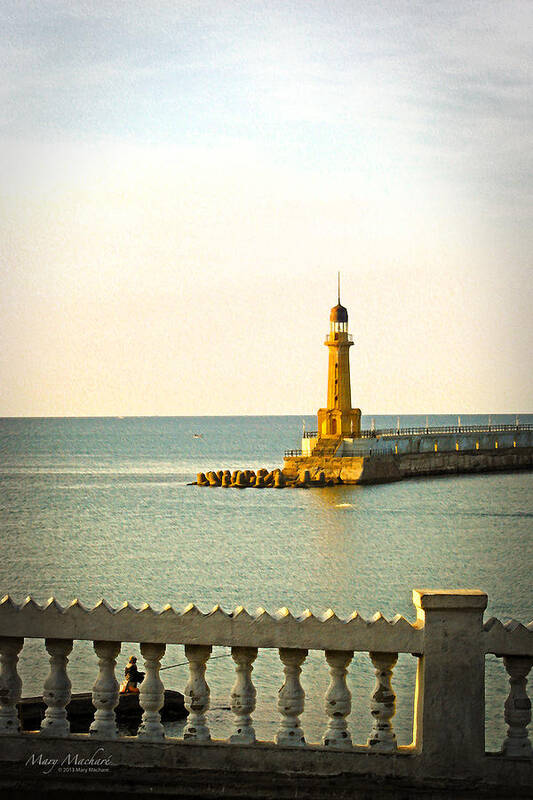 Lighthouse In The Montaza Complex Art Print featuring the photograph Lighthouse - Alexandria Egypt by Mary Machare