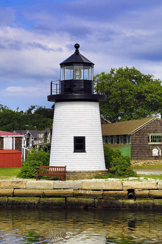 Ct Art Print featuring the digital art Lighthouse at Mystic Seaport by John Hoey