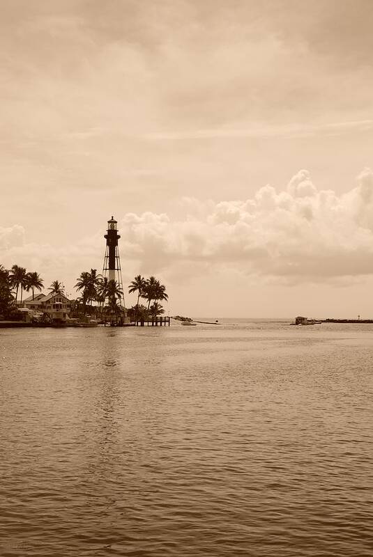 Sepia Art Print featuring the photograph Lighthouse Point by Rob Hans