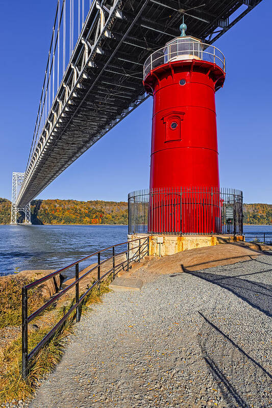 Autumn Art Print featuring the photograph Little Red Lighthouse Under Graat Grey Bridge by Susan Candelario