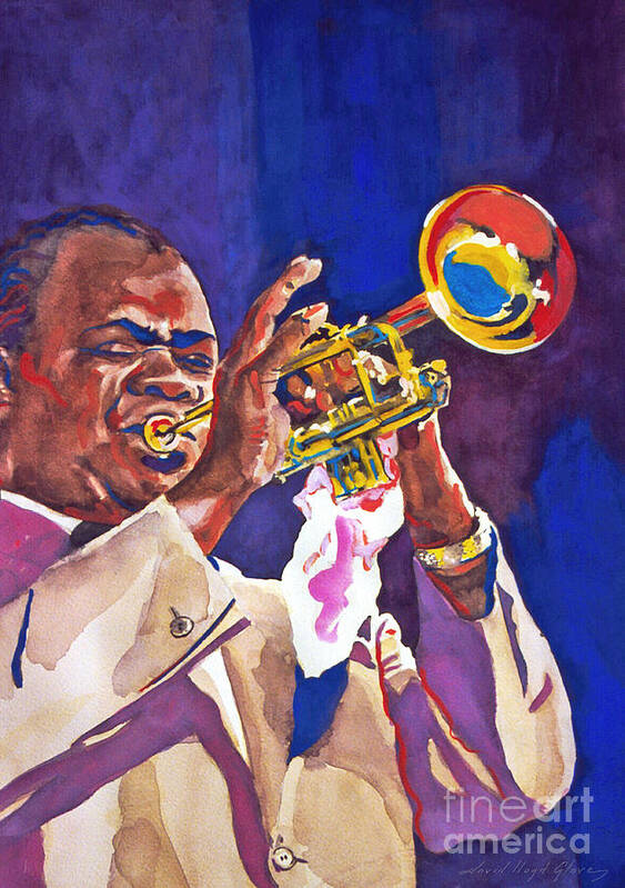 Louis Armstrong (Satchmo) Playing Trumpet T-Shirt Men / White / S