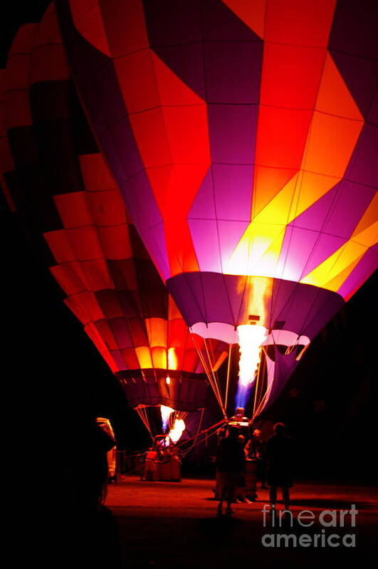 Two Hot Air Balloons Art Print featuring the photograph Light My Fire by Nancy Cupp