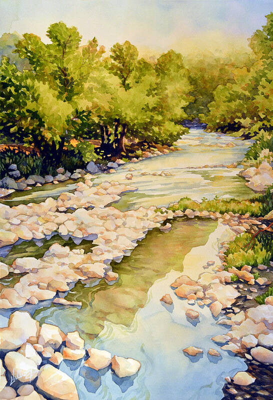 Nature Art Print featuring the painting Low Flowing Creek by Mick Williams