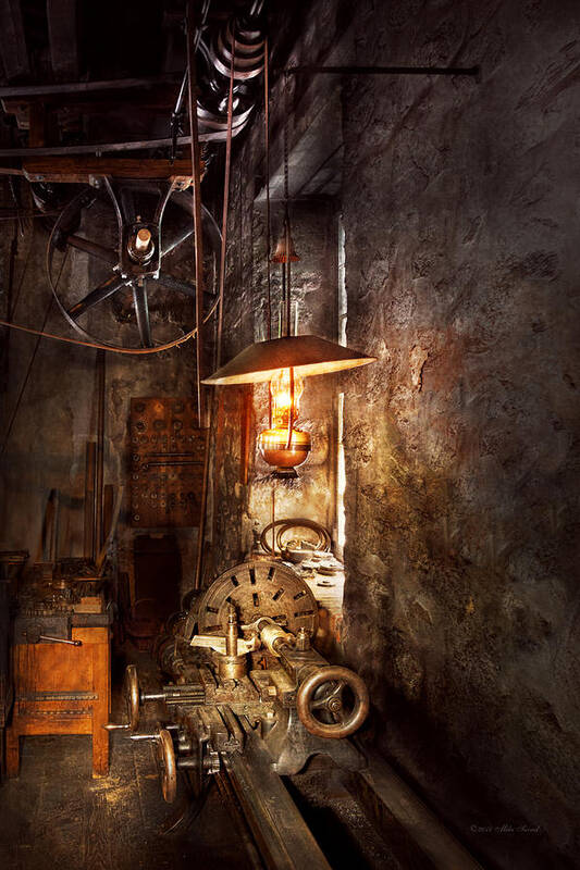 Machinist Art Print featuring the photograph Machinist - Lathe - The corner of an old workshop by Mike Savad