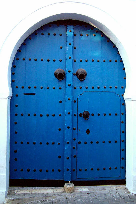 Sidi Bou Said Art Print featuring the photograph Mail Slotted Door by Donna Corless