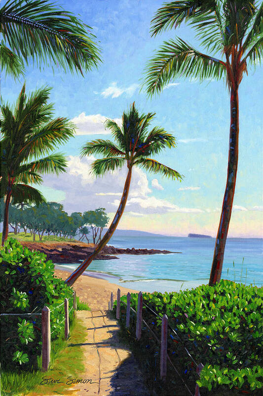 Makena Art Print featuring the painting Makena Beach - Maui by Steve Simon