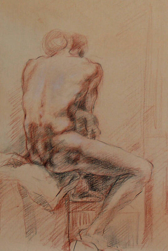 Figure Art Print featuring the drawing Male Nude 1 by Becky Kim