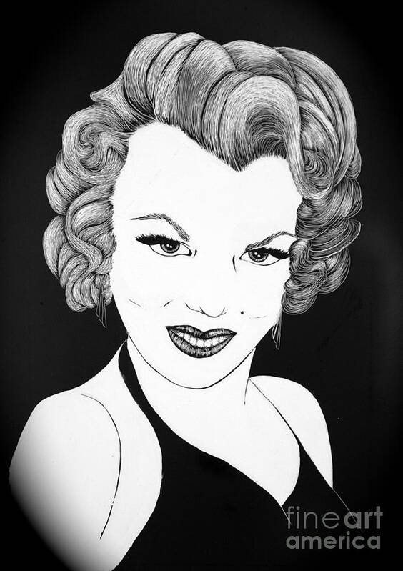 Marilyn Monroe Art Print featuring the drawing Marilyn Monroe- scratch bd by Linda Simon