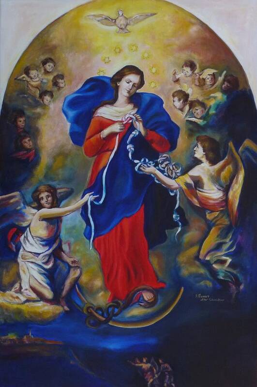 Mary Art Print featuring the painting Mary Undoer of Knots by Sheila Diemert