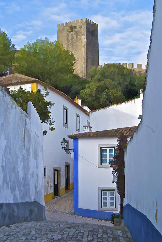 Blue Art Print featuring the photograph Medieval Castle of Obidos by David Letts
