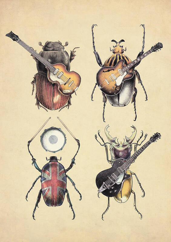 Beetles Art Print featuring the digital art Meet the Beetles by Eric Fan