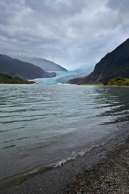 Water's Edge Art Print featuring the photograph Mendenhall Glacier And Lake, Juneau by 1photodiva