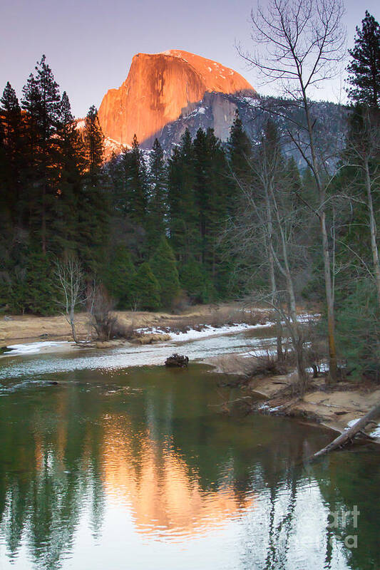 California Art Print featuring the photograph Merced and Half Dome Sunset by Dan Hartford