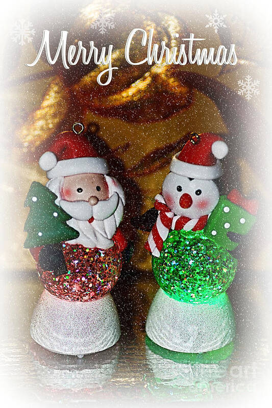 Photography Art Print featuring the photograph Merry Christmas - Glowing Santas by Kaye Menner by Kaye Menner