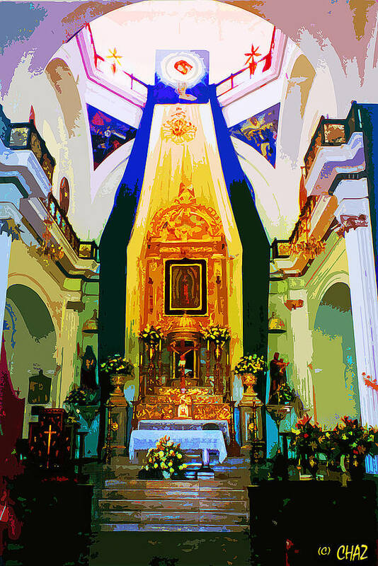 Religion Art Print featuring the painting Mexico Cathedral Alter by CHAZ Daugherty