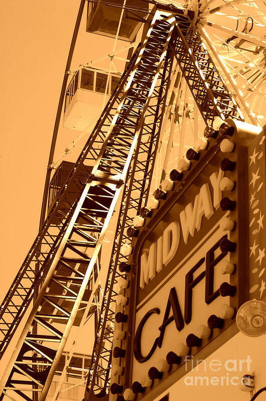 Cafe Art Print featuring the photograph Midway Cafe Sepia by Chanel Fernandez