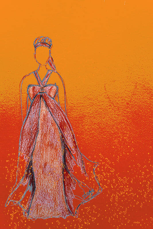 People Art Print featuring the digital art Miss Orange by Sladjana Lazarevic
