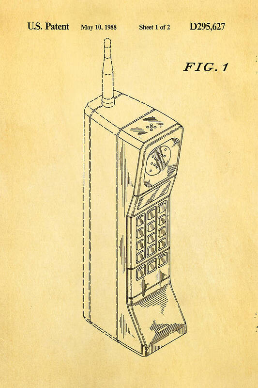 Famous Art Print featuring the photograph Mobile Phone Patent Art 1988 by Ian Monk