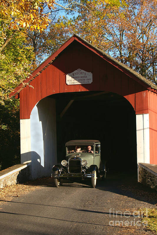 Ford Art Print featuring the photograph Model A Ford at Knecht's Bridge by Anna Lisa Yoder