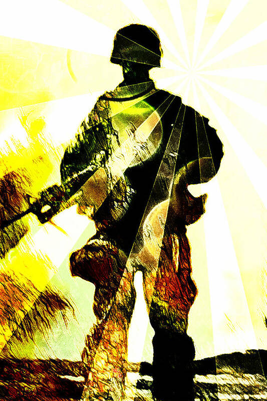 Painting Art Print featuring the digital art Modern Soldier by Andrea Barbieri