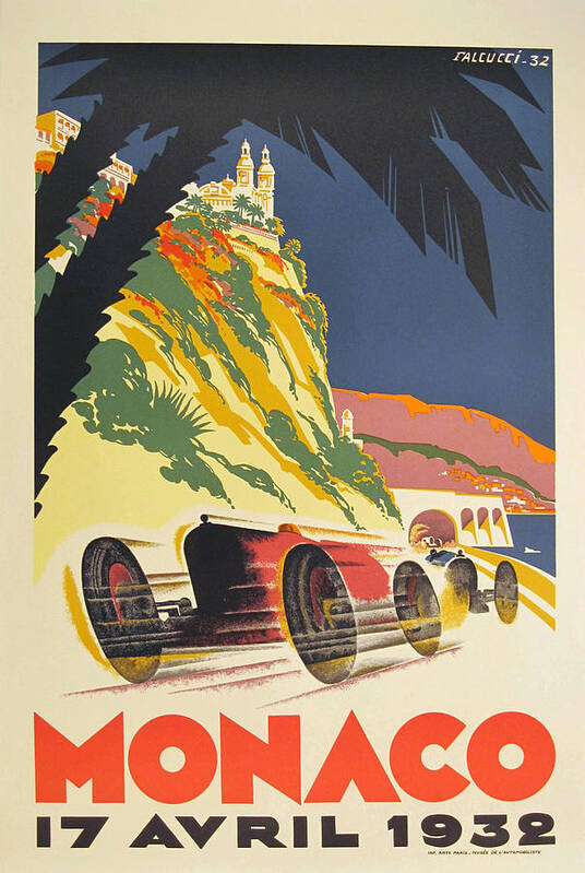Monaco Grand Prix Art Print featuring the digital art Monaco Grand Prix 1932 by Georgia Clare
