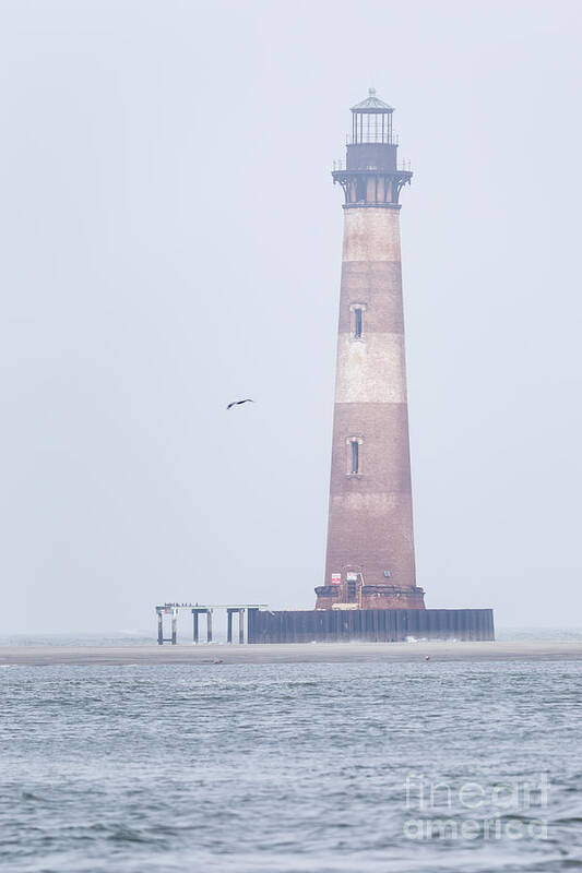 Morris Island Lighthouse Art Print featuring the photograph Morris Island Lighthouse in the Fog Charleston South Carolina by Dawna Moore Photography