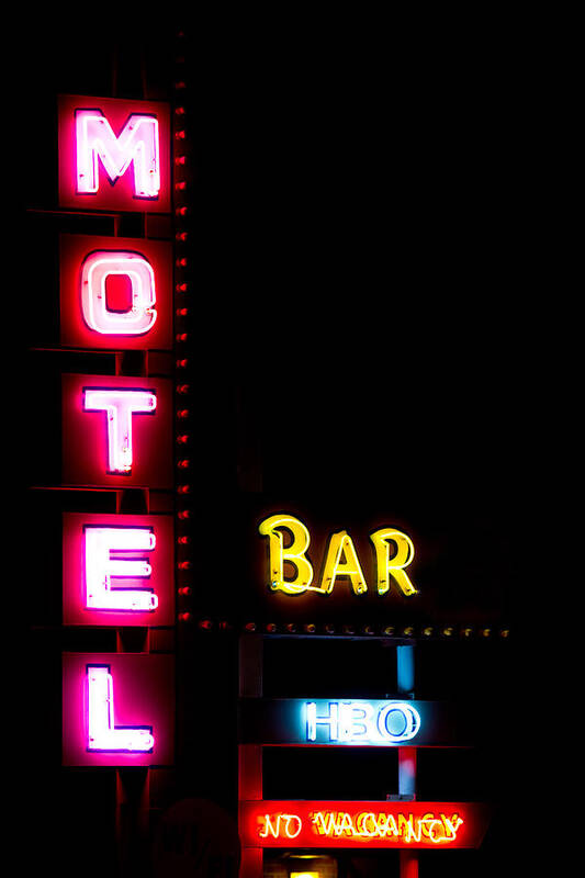 Neon Art Print featuring the photograph Motel Bar HBO No Vacancy by James BO Insogna