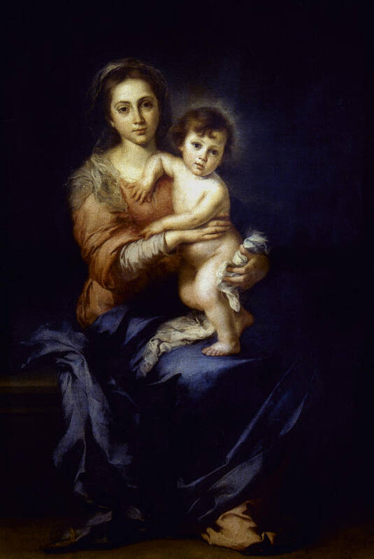 1650 Art Print featuring the painting Murillo Madonna by Granger