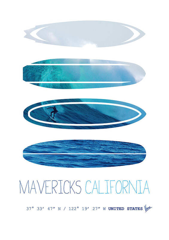 Minimal Art Print featuring the digital art My Surfspots poster-2-Mavericks-California by Chungkong Art