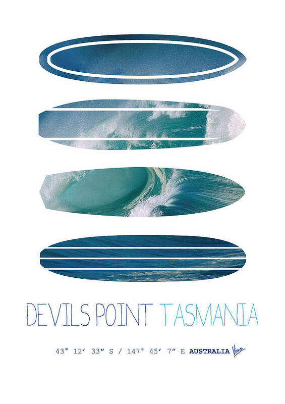 Minimal Art Print featuring the digital art My Surfspots poster-5-Devils-Point-Tasmania by Chungkong Art