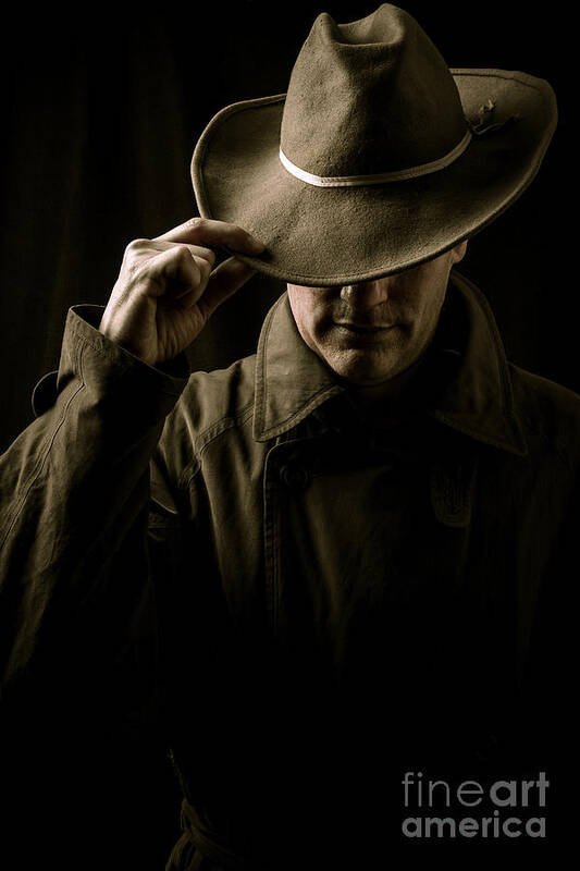 Mysterious Man In Hat And Trench Coat Art Print By Edward Fielding - Fine  Art America