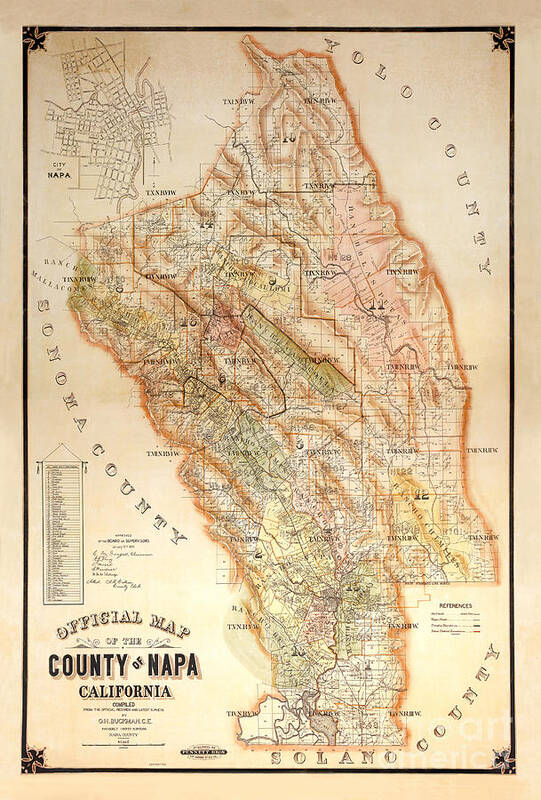 Napa Valley Map Art Print featuring the photograph Napa Valley Map 1895 by Jon Neidert