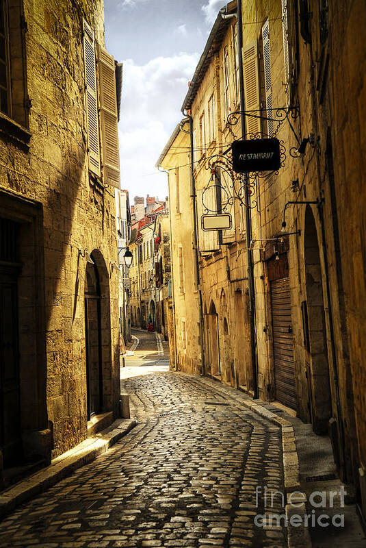 Perigueux Art Print featuring the photograph Narrow street in Perigueux by Elena Elisseeva