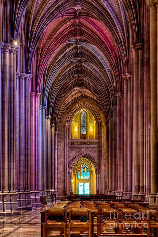 National Cathedral Art Print featuring the photograph National Cathedral aisle by Izet Kapetanovic