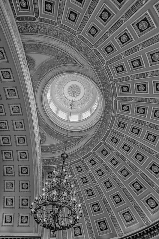 Architecture Art Print featuring the photograph National Statuary Rotunda BW by Susan Candelario
