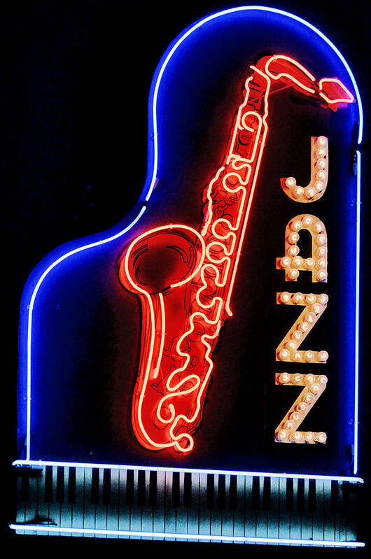 Neon Signs Art Print featuring the photograph Neon Jazz by Nadalyn Larsen