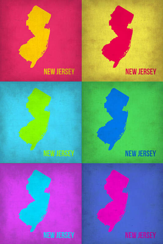 New Jersey Map Art Print featuring the painting New Jersey Pop Art Map 1 by Naxart Studio
