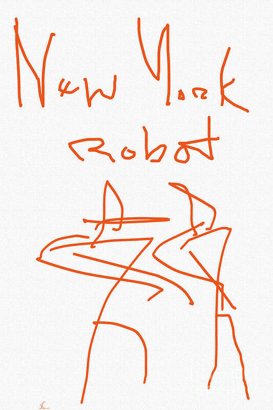 New York Robot Art Print featuring the painting New York Robot by J Burns