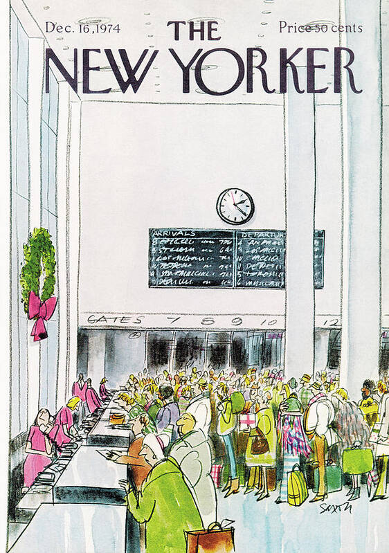 Holiday Art Print featuring the painting New Yorker December 16th, 1974 by Charles Saxon